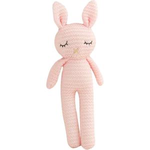 2026 Doudou ami pour jouer, câliner et dormir, fait à la main, tricoté, au crochet, excellent jouet pour bébés et enfants, blanc, 22 cm(Rose)