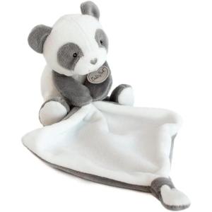 Baby Nat&rsquo; – Peluche Panda avec Doudou Mouchoir – Idée Cadeau Naissance – 17 cm – Gris/Blanc – Mon Petit Panda -BN0460(Peluche Panda)