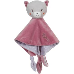 Gipsy Toys – Carre Doudou Chat – Gamme « Bamboo » – 24 CM S/Carte – Rose ET Gris – 1ER Age(Chat Rose et Gris)