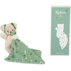 KALOO – Carré Douceur – Doudou Chien Vert – Peluche Bébé – Carré 18 x 18 cm Vert – Matières Ecoresponsables – Boîte Cadeau FSC – Dès la Naissance,K226001(Jaune)
