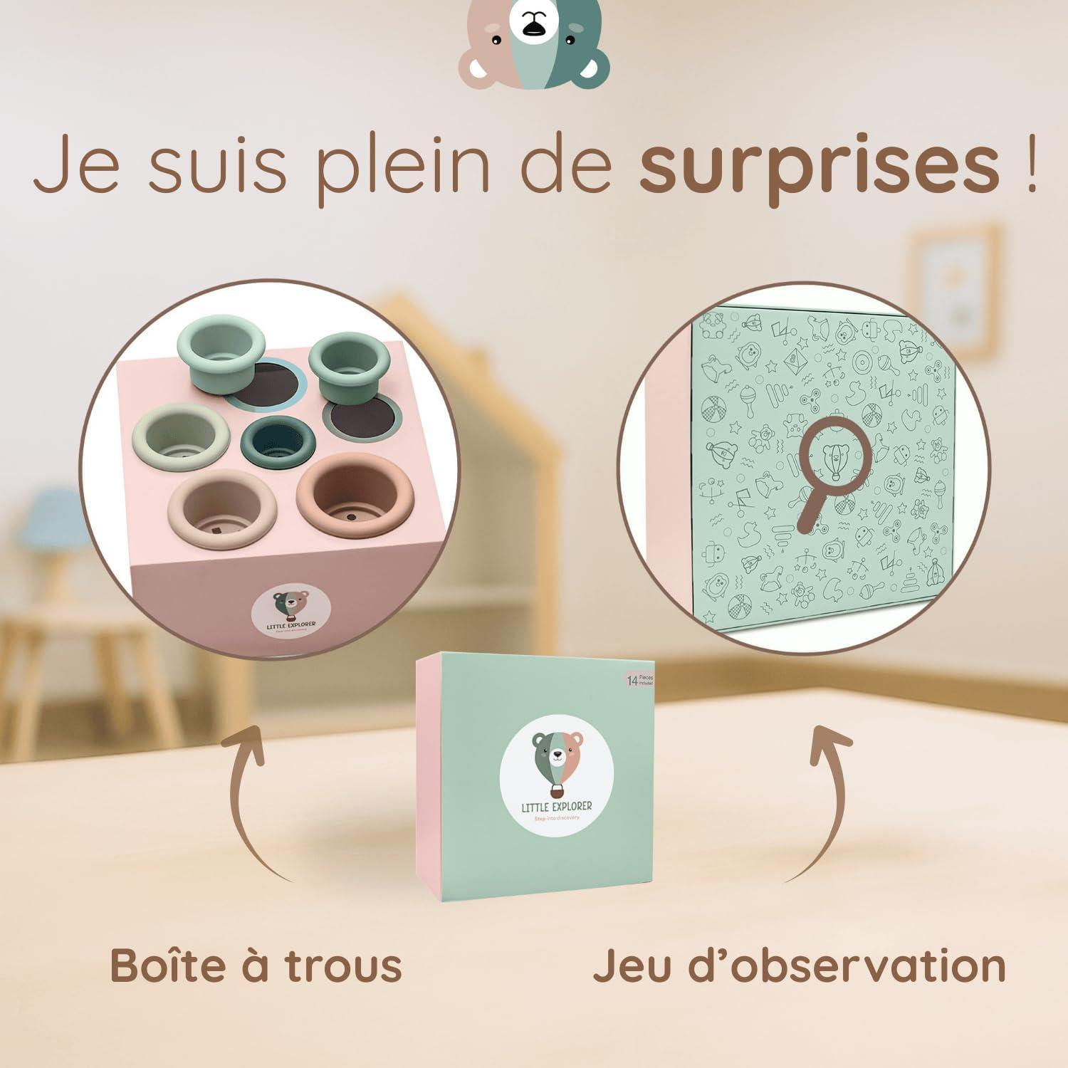image:imageLITTLE EXPLORER Jouet bebe evolutif 036 mois cadeau naissance fille cadeau naissance garcon anneau dentition bebe tasses empilables hochet montessori 6 mois jouet sensoriel