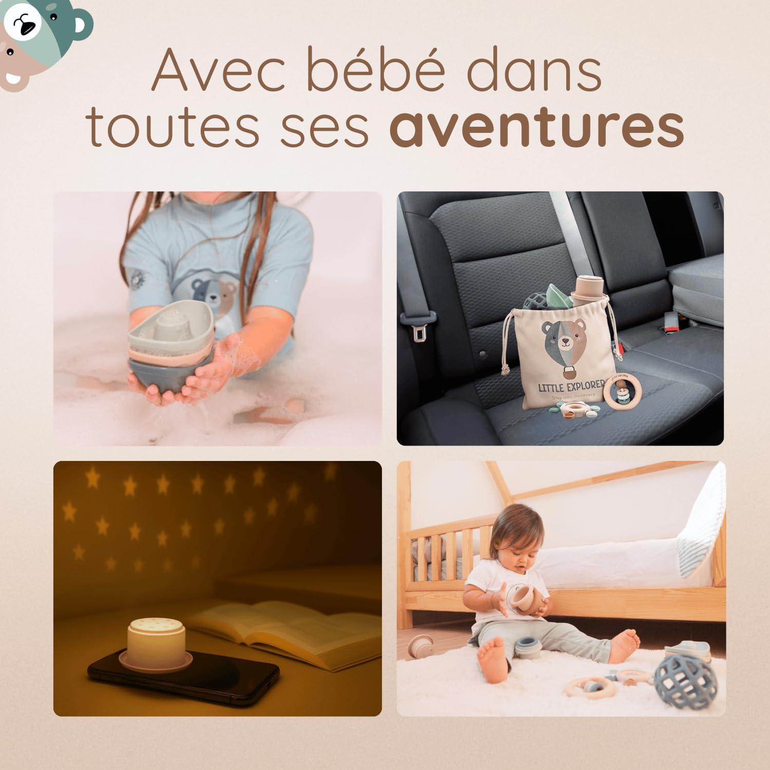 image:imageLITTLE EXPLORER Jouet bebe evolutif 036 mois cadeau naissance fille cadeau naissance garcon anneau dentition bebe tasses empilables hochet montessori 6 mois jouet sensoriel