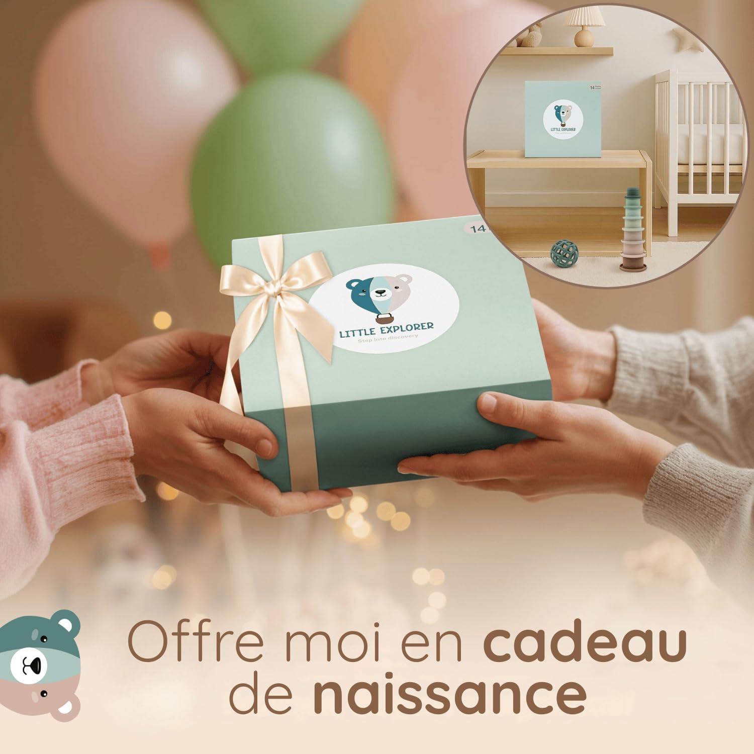 image:imageLITTLE EXPLORER Jouet bebe evolutif 036 mois cadeau naissance fille cadeau naissance garcon anneau dentition bebe tasses empilables hochet montessori 6 mois jouet sensoriel