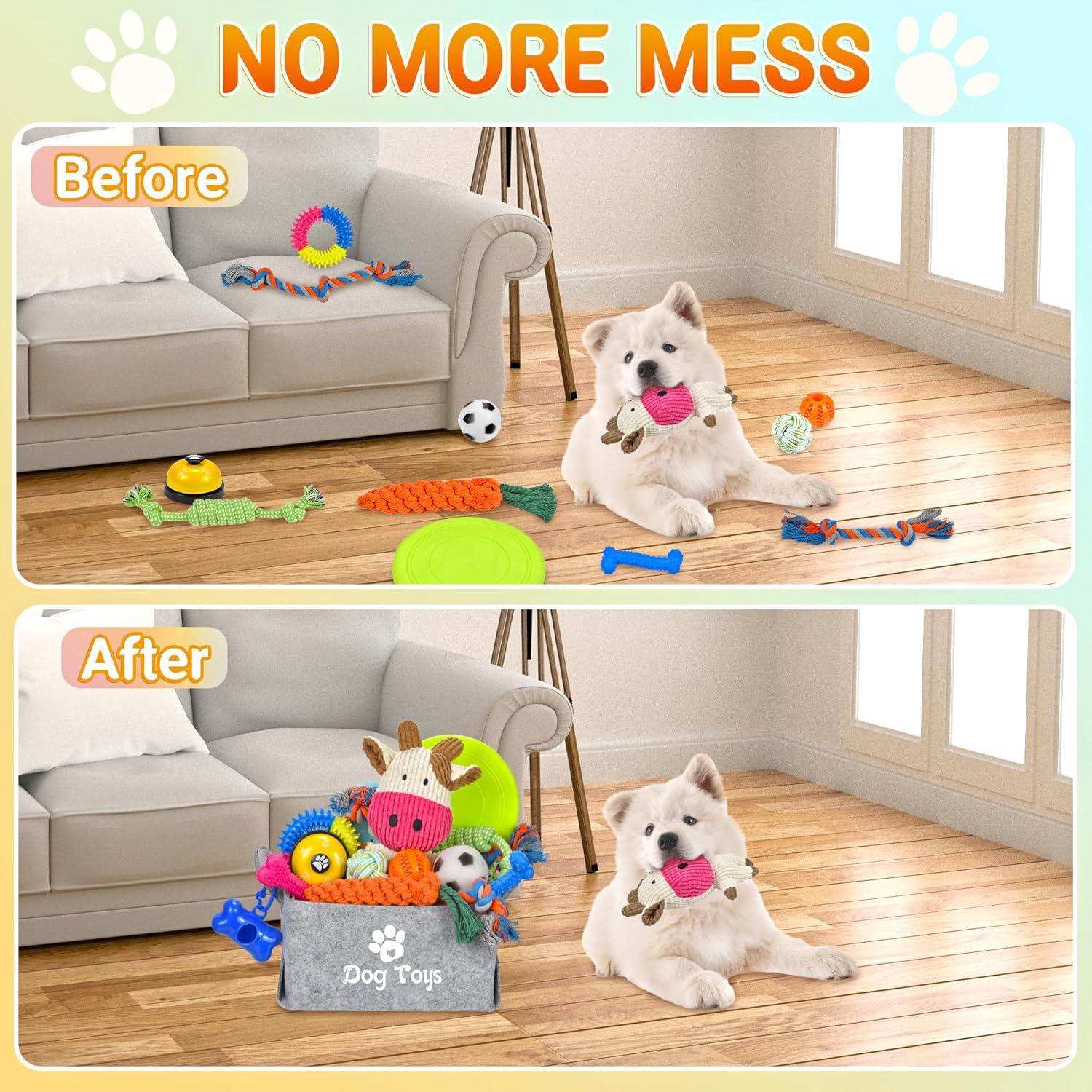 image:imageLot de 21 jouets de dmarrage pour chiot Jouets mcher enrichis avec bote jouets pour chien Jouets de dentition pour chiots de 8 semaines 12 semaines Pour jouer et dresser les