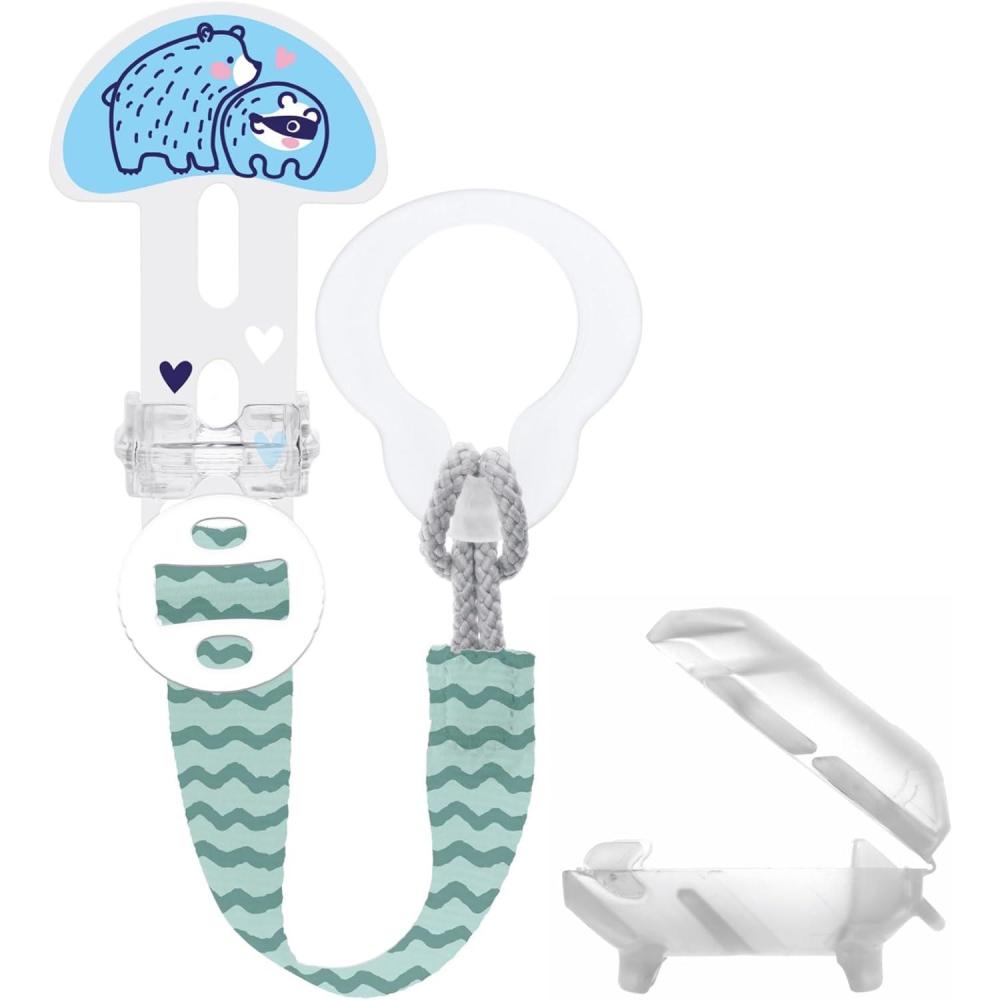 image:imageMAM Broche ttine adaptable tout type de ttine de dentition et de jouets longueur rglable avec couvercle de potection pour ttine lavable bleu lot de 1 unitbleu