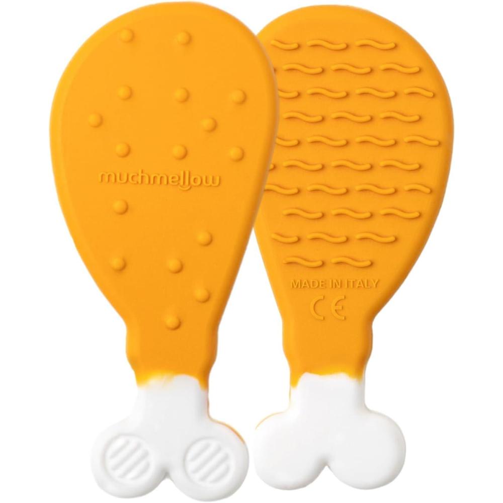 image:imageMuchmellow Anneau de Dentition en Silicone pour Bbs Forme MADE in ITALY Jouet de Pousse Dentaire Double Texture pour Soulager les Gencives Sans Plastique amp Sans BPApoulet