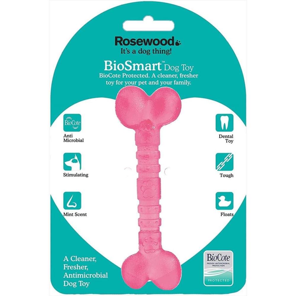 image:imageRosewood BioSafe Os pour Chiot Rose Jouet mcher hyginique pour Chiots Parfum Menthe revtement BioCote Tue 9999 des germes apaise la Dentition favorise la sant Dentaire idal pour Lesrose
