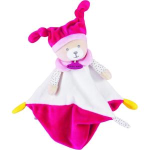 BABY NAT&rsquo; – Doudou Brioche 22cm – Doudou Carré Bébé Ourson Avec Bonnet Et Imprimé À Pois – Doudou Ourson Bébé Doux Et Facile À Manipuler – Doudou Bébé 22 cm Lavable – Cadeau Naissance Bébé – BN0734(Doudou Plat – Ourson Brioche)