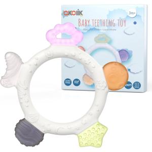 akolik Anneau de Dentition Bébé, Silicone Anneau Dentition sans BPA, Jouets Eveil pour 0 3 6 12 Mois Bebe Fille/Garçons Cadeau Naissance (étoile B)(étoile B)
