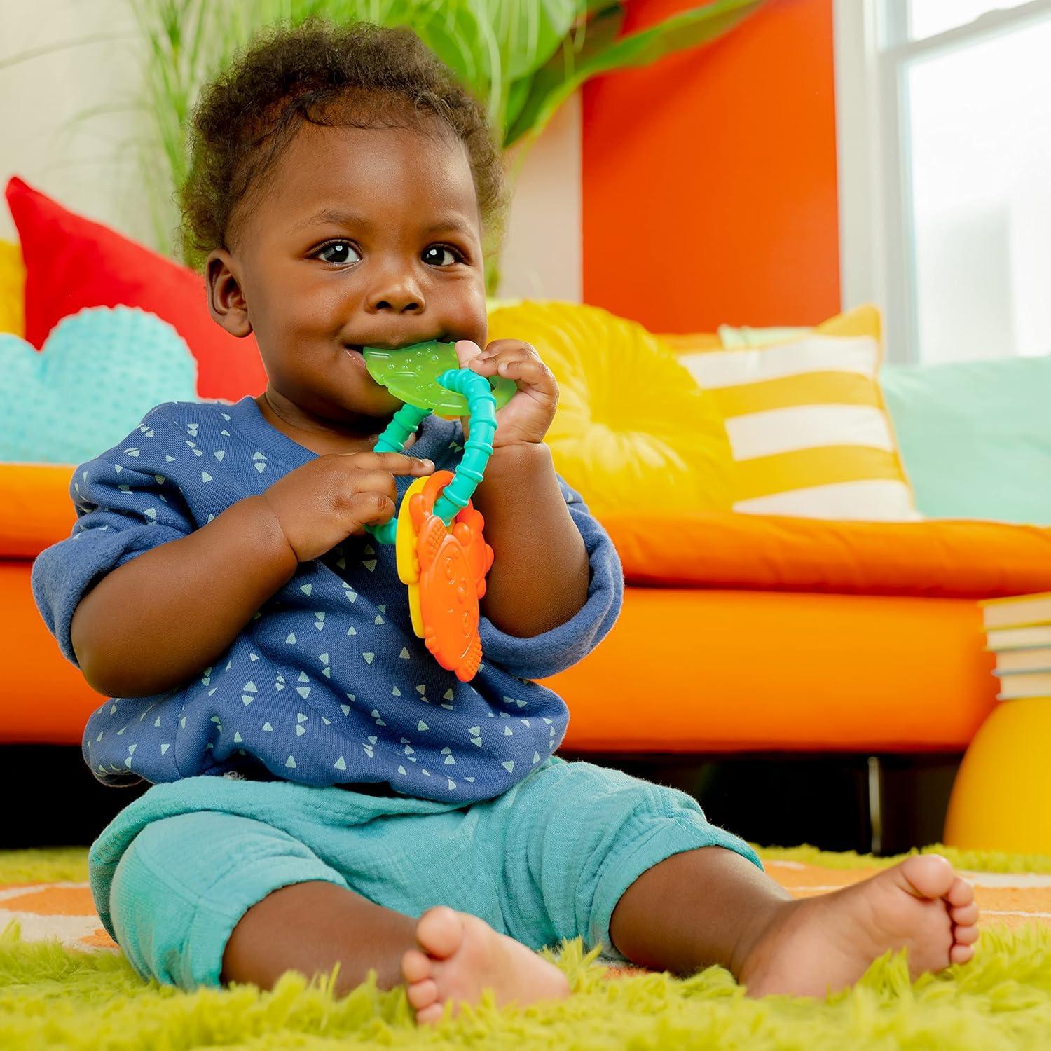 image:imageBright Starts Juicy Chews 3 paquets de jouets de dentition texturs pastque ananas banane sans BPA unisexe 3 mois et plusSinge