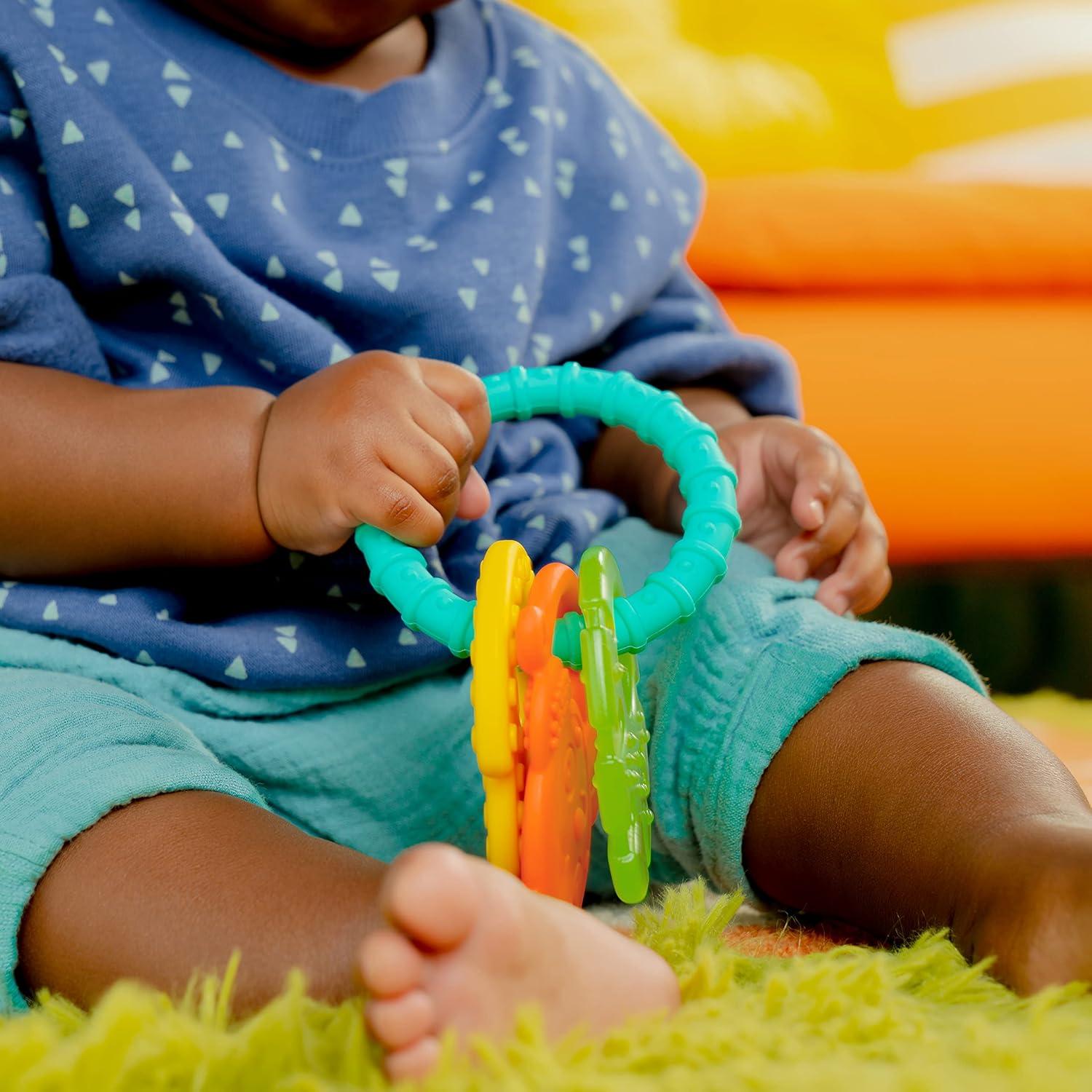 image:imageBright Starts Juicy Chews 3 paquets de jouets de dentition texturs pastque ananas banane sans BPA unisexe 3 mois et plusSinge