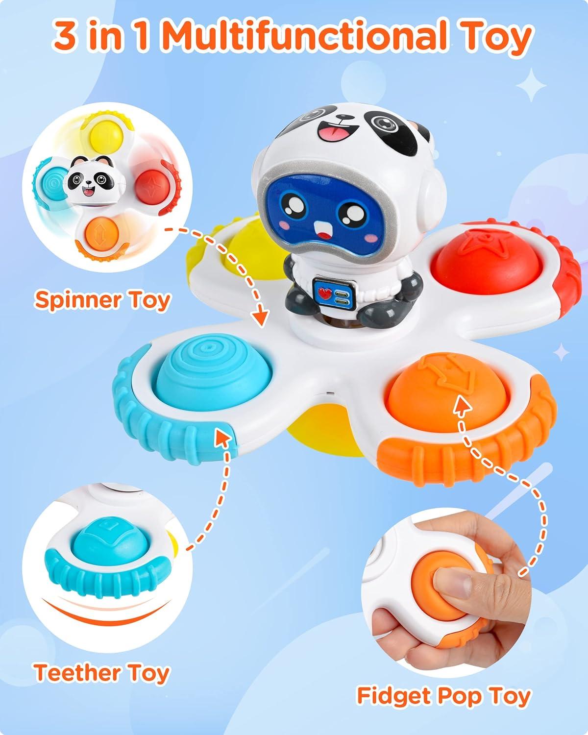 image:imageVanmor Jouets Spinner pour toutpetits et bbs Jouets de chaise haute empilables cadeaux dapprentissage sensorielCouleurs Sur le Thme de Lespace