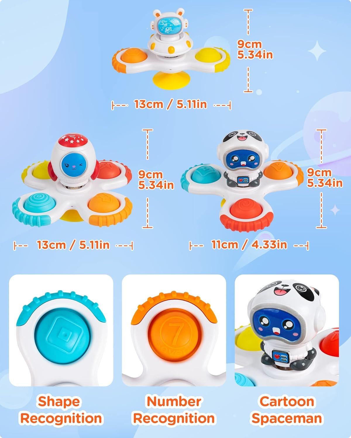 image:imageVanmor Jouets Spinner pour toutpetits et bbs Jouets de chaise haute empilables cadeaux dapprentissage sensorielCouleurs Sur le Thme de Lespace
