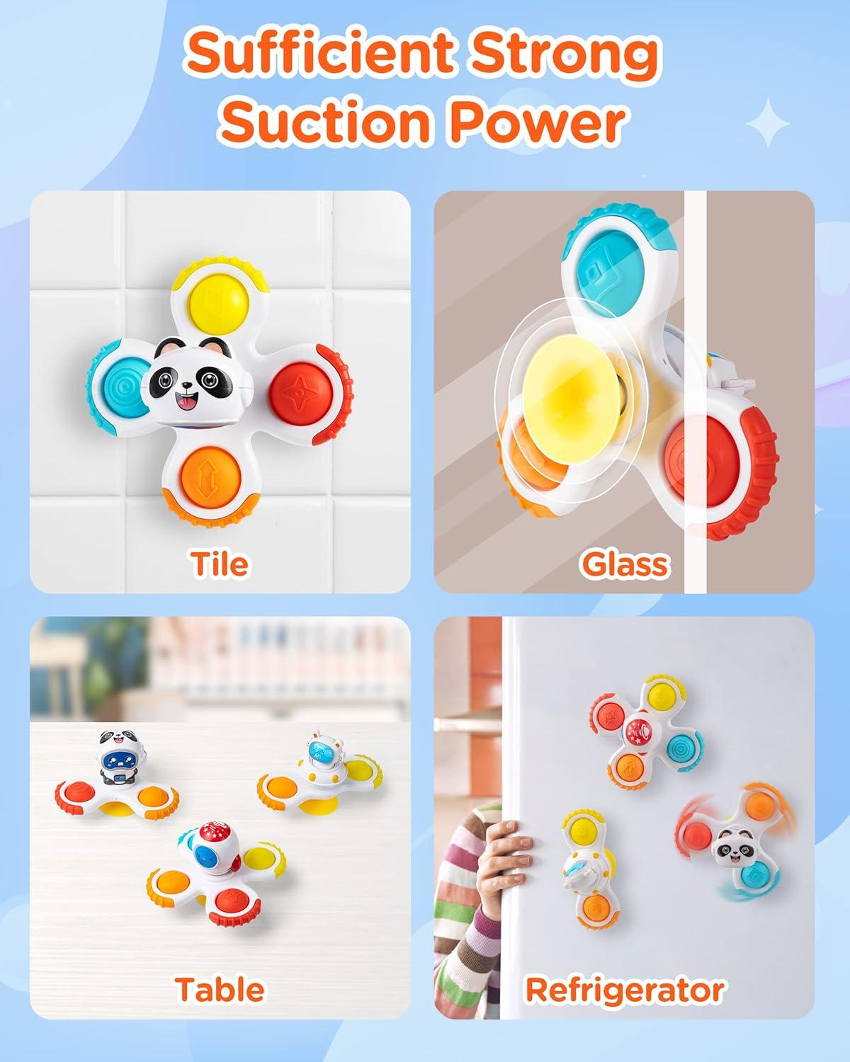 image:imageVanmor Jouets Spinner pour toutpetits et bbs Jouets de chaise haute empilables cadeaux dapprentissage sensorielCouleurs Sur le Thme de Lespace