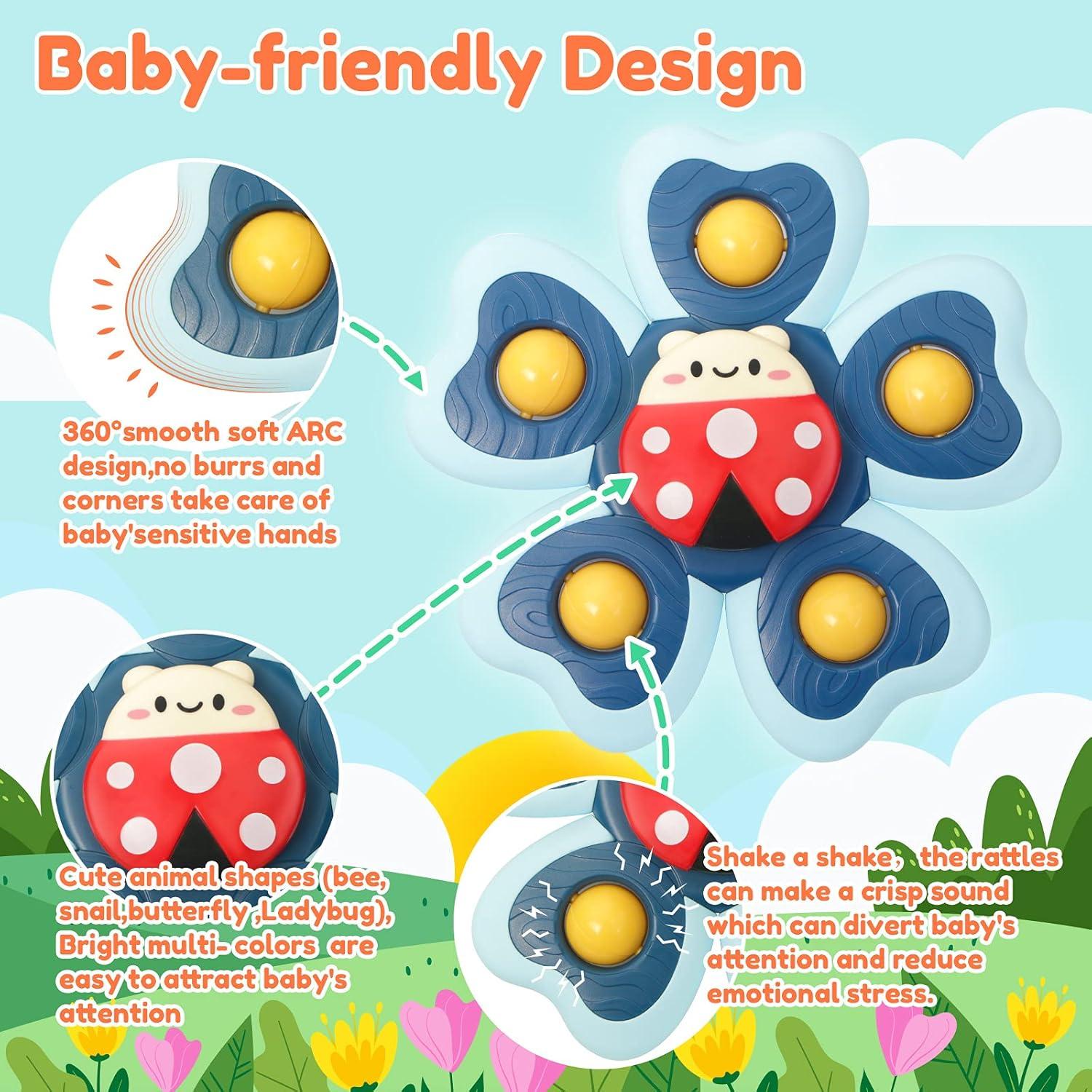 image:imageVanmor Jouets Spinner pour toutpetits et bbs Jouets de chaise haute empilables cadeaux dapprentissage sensorielMulticolore