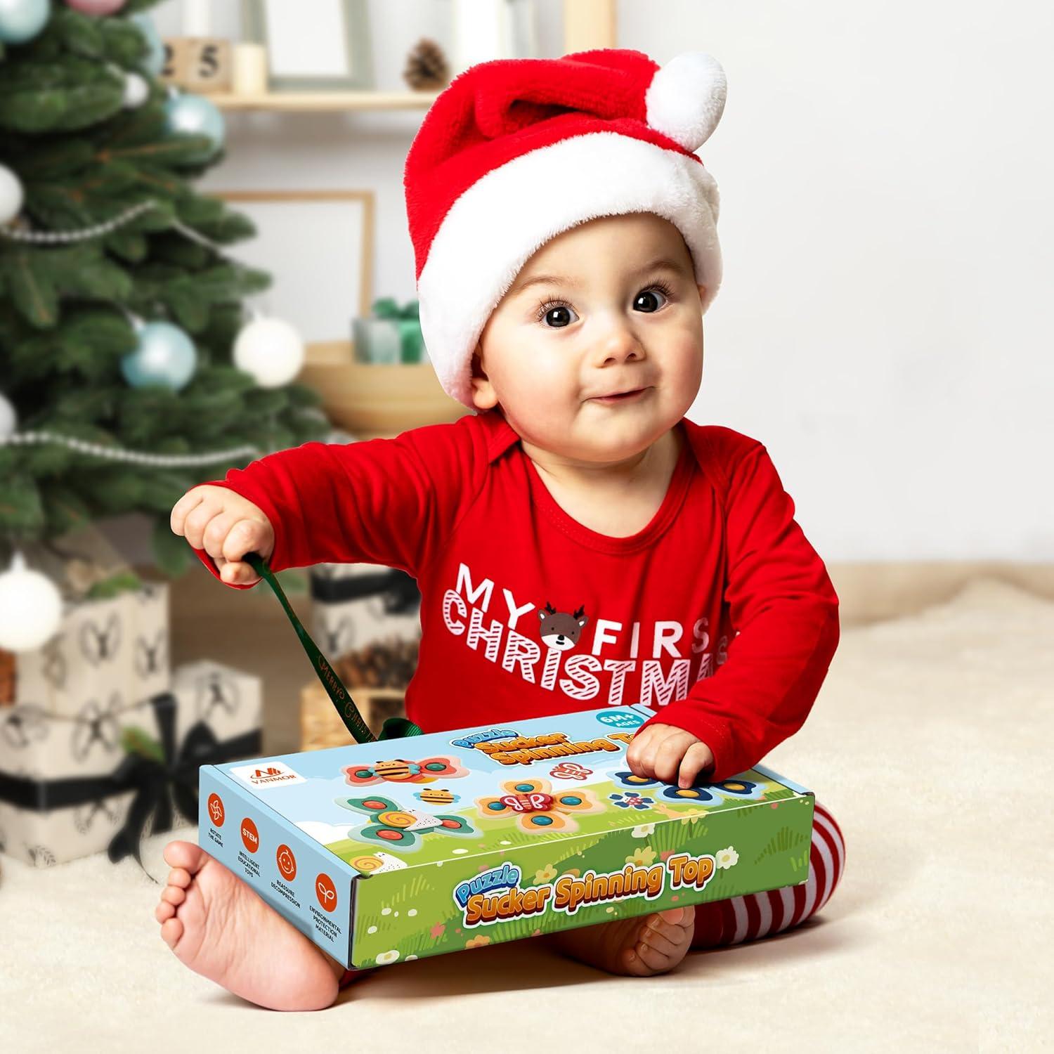 image:imageVanmor Jouets Spinner pour toutpetits et bbs Jouets de chaise haute empilables cadeaux dapprentissage sensorielMulticolore