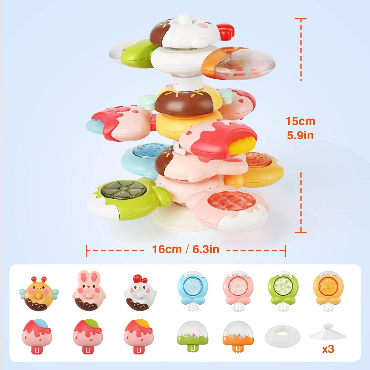 image:imageVanmor Jouets Spinner pour toutpetits et bbs Jouets de chaise haute empilables cadeaux dapprentissage sensorielMulticolore