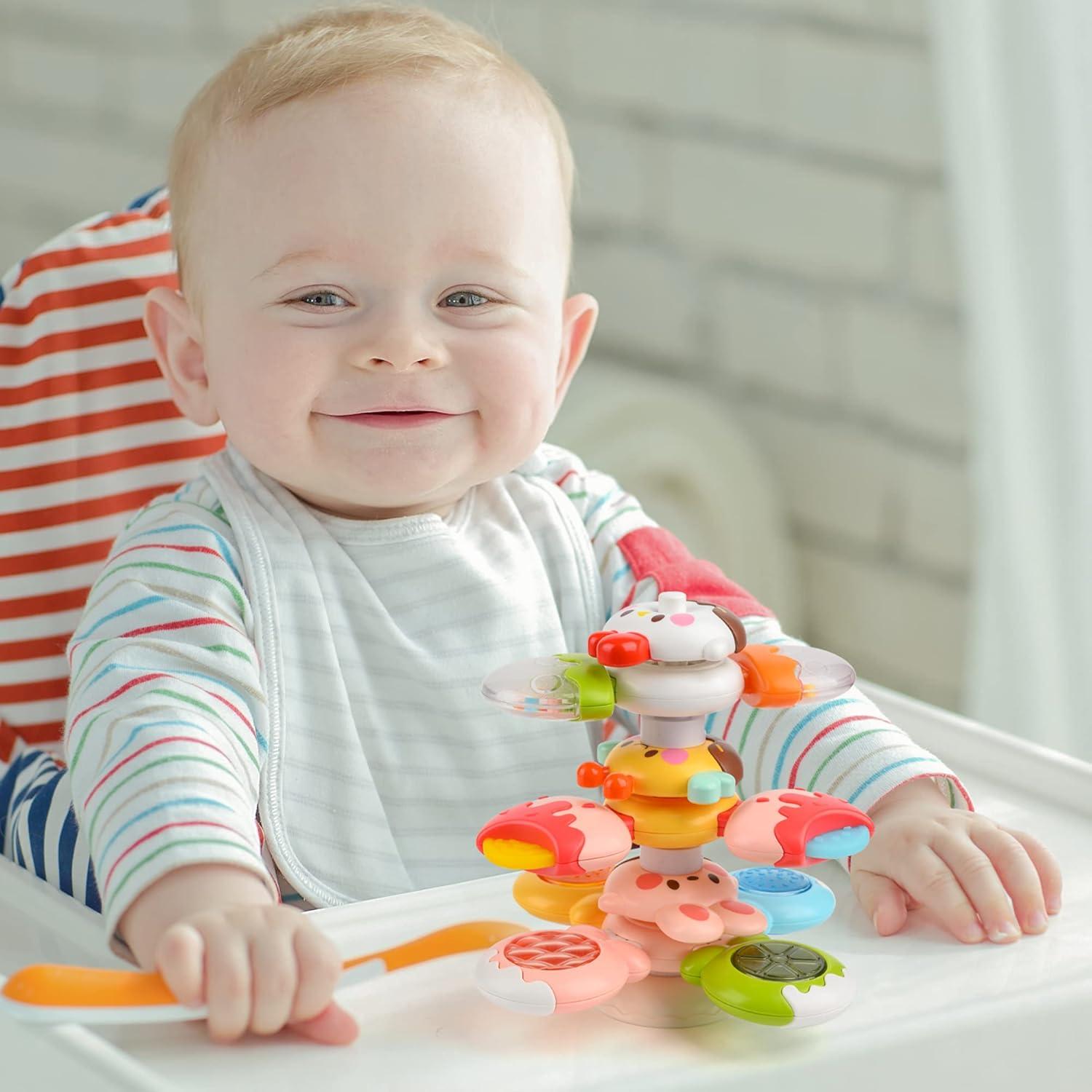image:imageVanmor Jouets Spinner pour toutpetits et bbs Jouets de chaise haute empilables cadeaux dapprentissage sensorielMulticolore