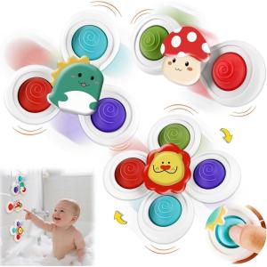 3 Pièces Spinner Bebe Ventouse, Baby Spinner mit Fäden, Jouet Ventouse Bebe, Jouets Ventouse Spinner, Jouet Ventouse Chaise Haute pour Tout-Petit, Filles, Garçons 1-6 Ans(Pression)