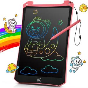 BlueSwan Tablette Enfants Jouet 2 3 4 5 6+ Ans, 10 Pouces LCD Ardoise Magique Coloré, Activités de Voyage pour Tout-Petits, Voiture, Avion, éducatifs Cadeau Essentiels pour Garcon Fille, Rose(10 »Rose)