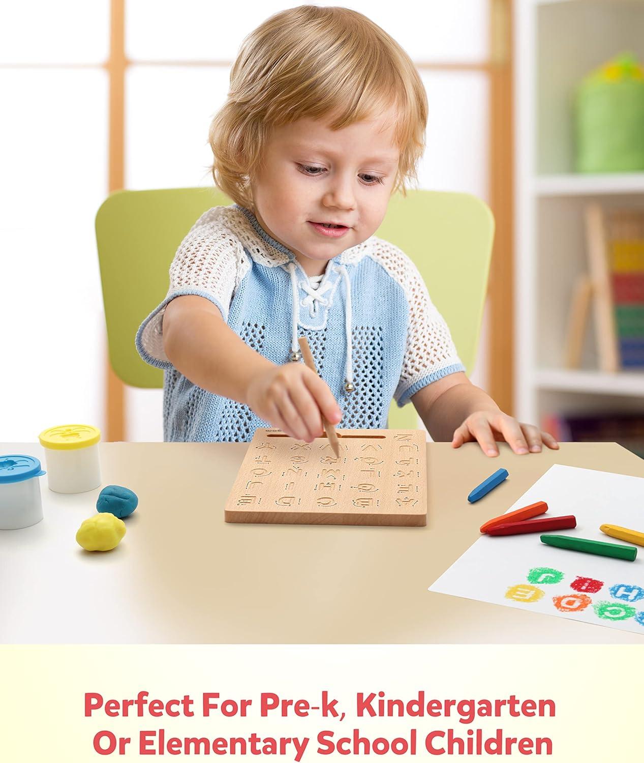 image:imageCoogam Planche de traage de Lettre en Bois Double Face Alphabet 123 Chiffres Cognition Montessori Apprentissage prcoce STEM prscolaire Jouet Cadeau pour 3 4 5 Ans Enfants