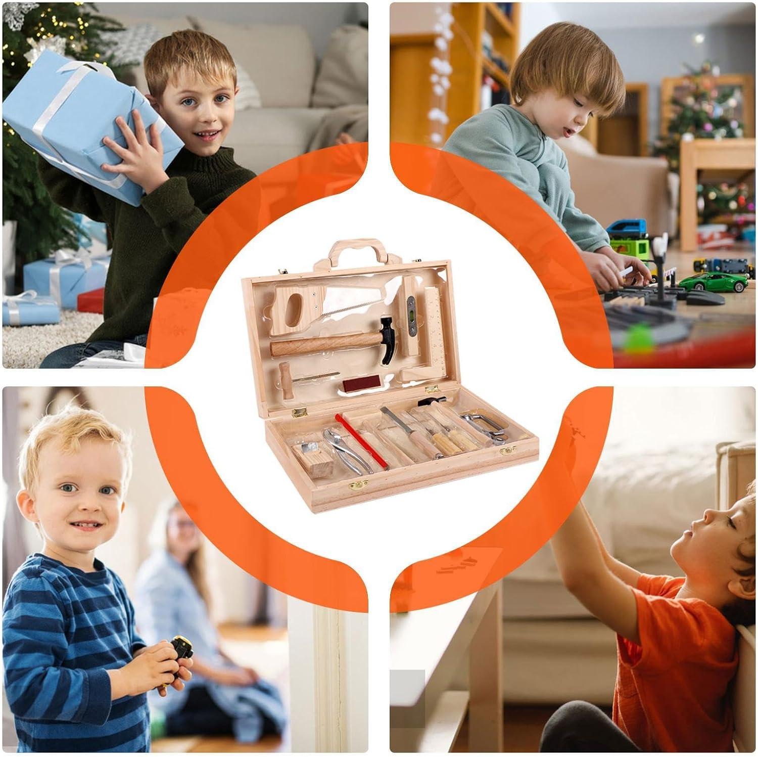 image:imageEnsemble doutils pour ensemble doutils de jeu en bois Activits dapprentissage prscolaire en construction Jouets doutils dapprentissage en bois pour toutpetits avec bote pour filles et g