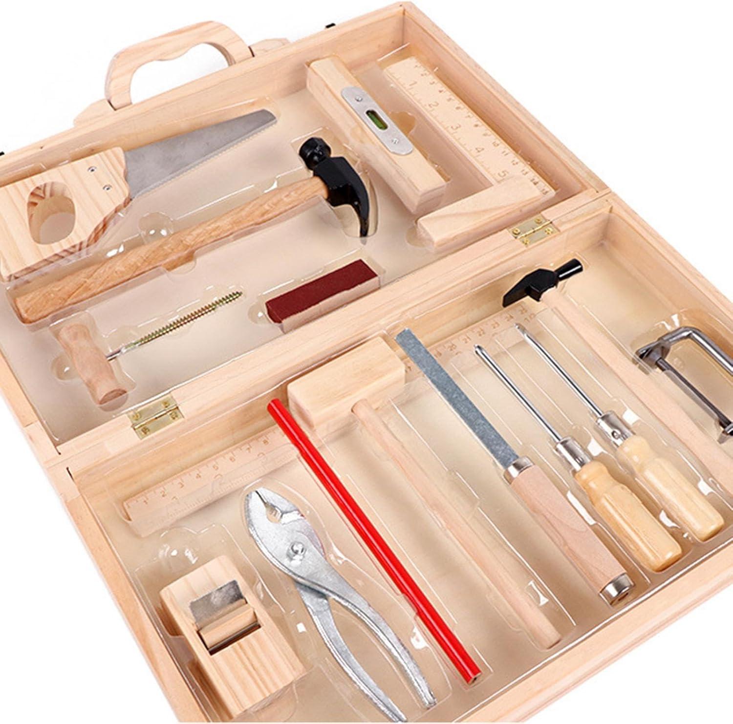 image:imageEnsemble doutils pour ensemble doutils de jeu en bois Activits dapprentissage prscolaire en construction Jouets doutils dapprentissage en bois pour toutpetits avec bote pour filles et g