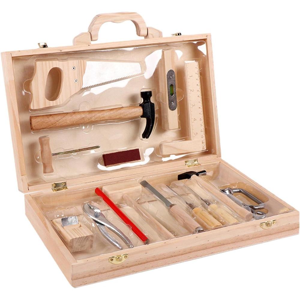 image:imageEnsemble doutils pour ensemble doutils de jeu en bois Activits dapprentissage prscolaire en construction Jouets doutils dapprentissage en bois pour toutpetits avec bote pour filles et g