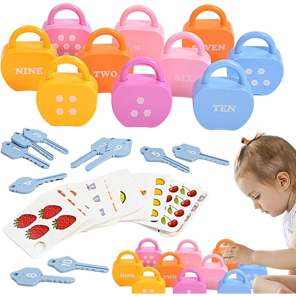 image:imageJouets sensoriels avec serrure et cljeu de serrure et cl Jouets assortis de numrosJouet de motricit Fine jeu dapprentissage des serrures et des cls jeux de jouets pour activits prscolair