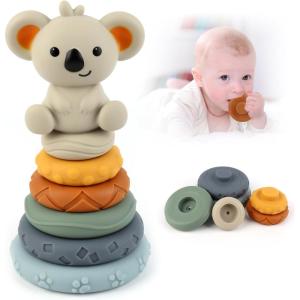 7 Jouets Tour Souple Empilable,Jouets empilables avec Anneaux,Cercle de Nidification,Dentition pour bébé,Jouets D&rsquo;éducation Précoce,Cadeaux pour bébés 6 12 18 Mois