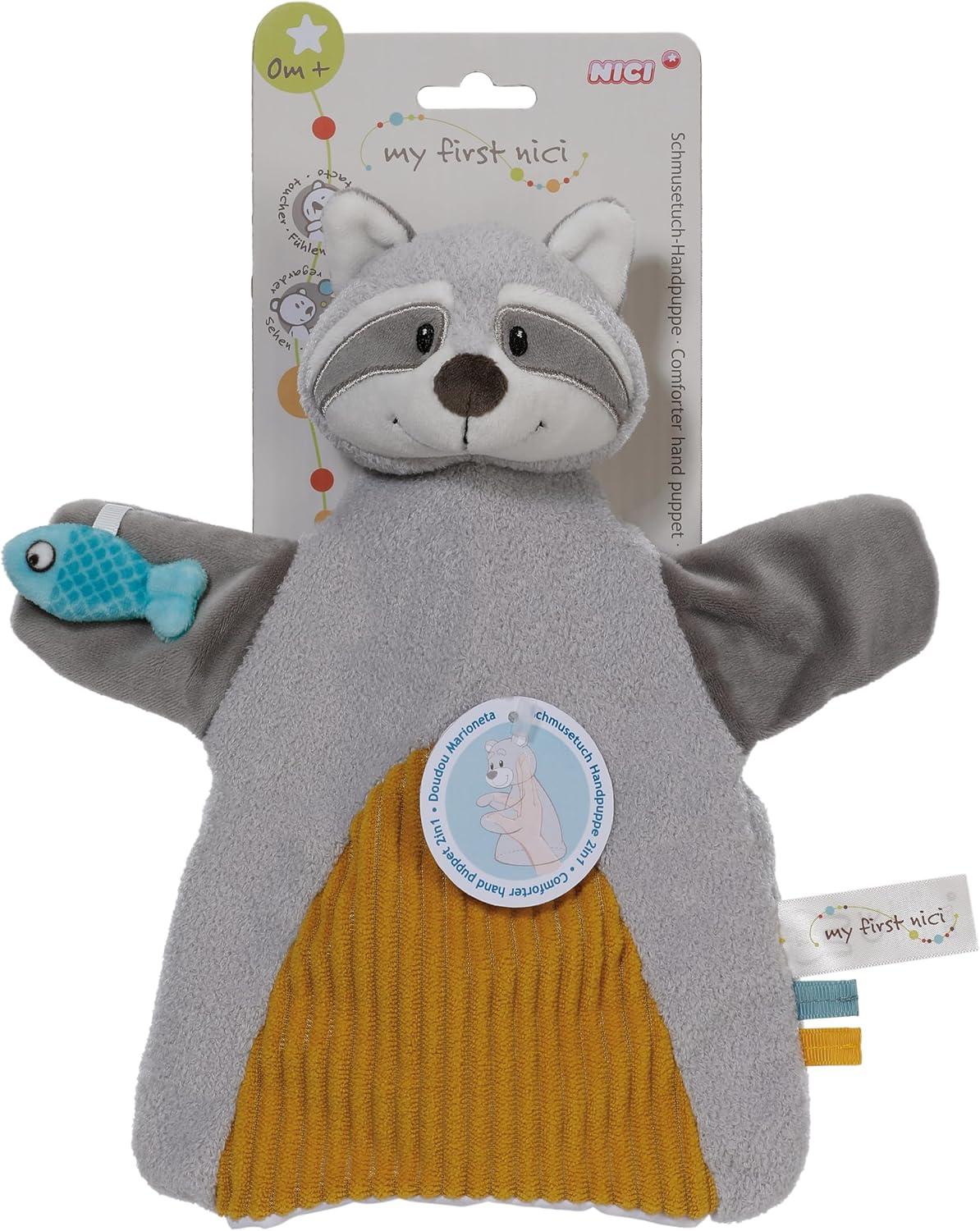image:imageNICI 61856 Doudou au Motif dOurs et marionnette 2en1 26 x 25 cm Beige pour bbs et Jeunes Enfants pour Jouer Attraper cliner et ExplorerRaton Laveur
