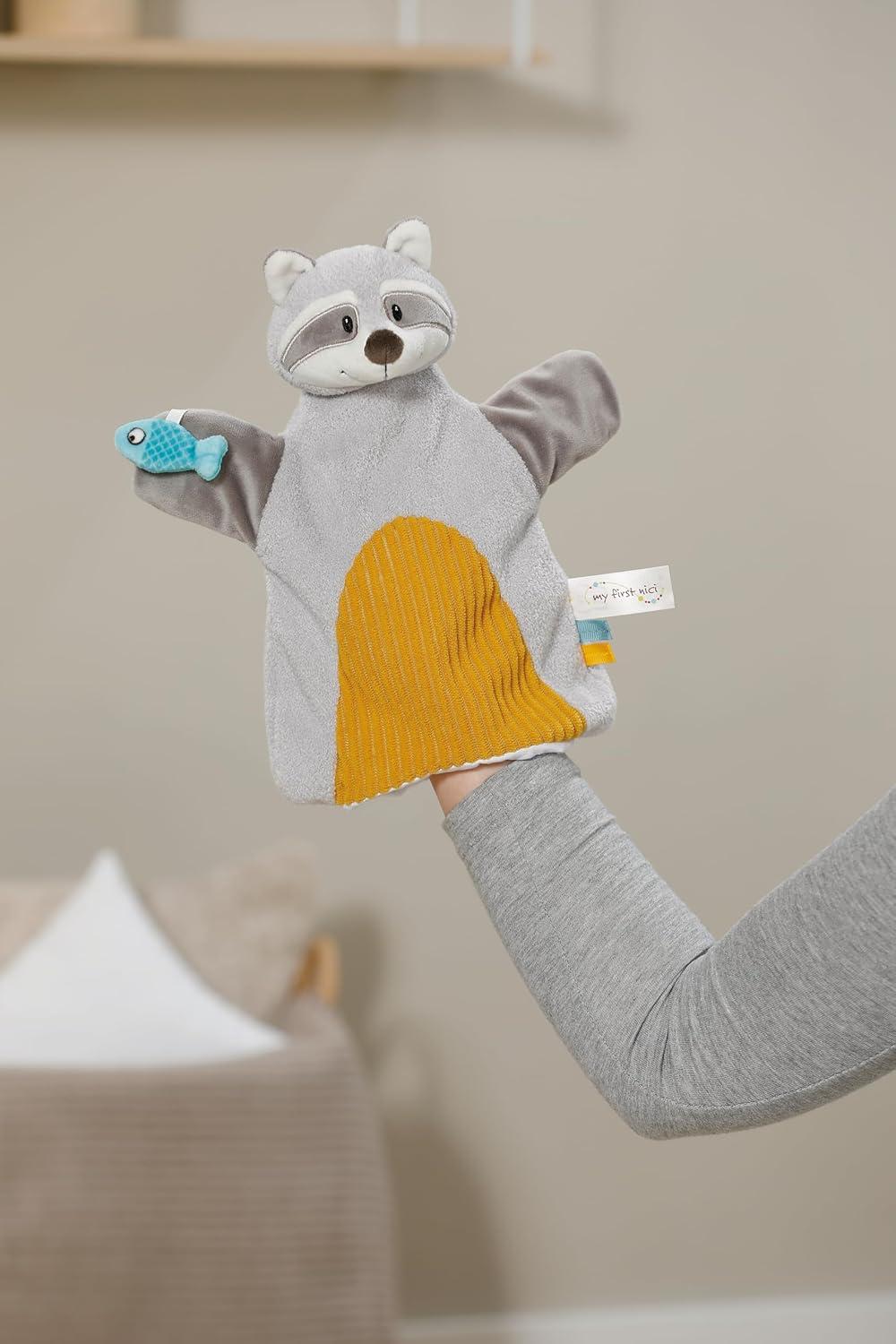 image:imageNICI 61856 Doudou au Motif dOurs et marionnette 2en1 26 x 25 cm Beige pour bbs et Jeunes Enfants pour Jouer Attraper cliner et ExplorerRaton Laveur