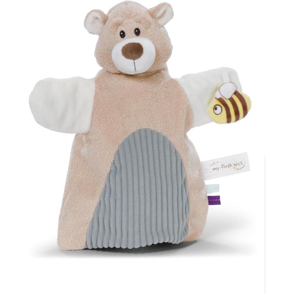 image:imageNICI 61856 Doudou au Motif dOurs et marionnette 2en1 26 x 25 cm Beige pour bbs et Jeunes Enfants pour Jouer Attraper cliner et ExplorerOurs