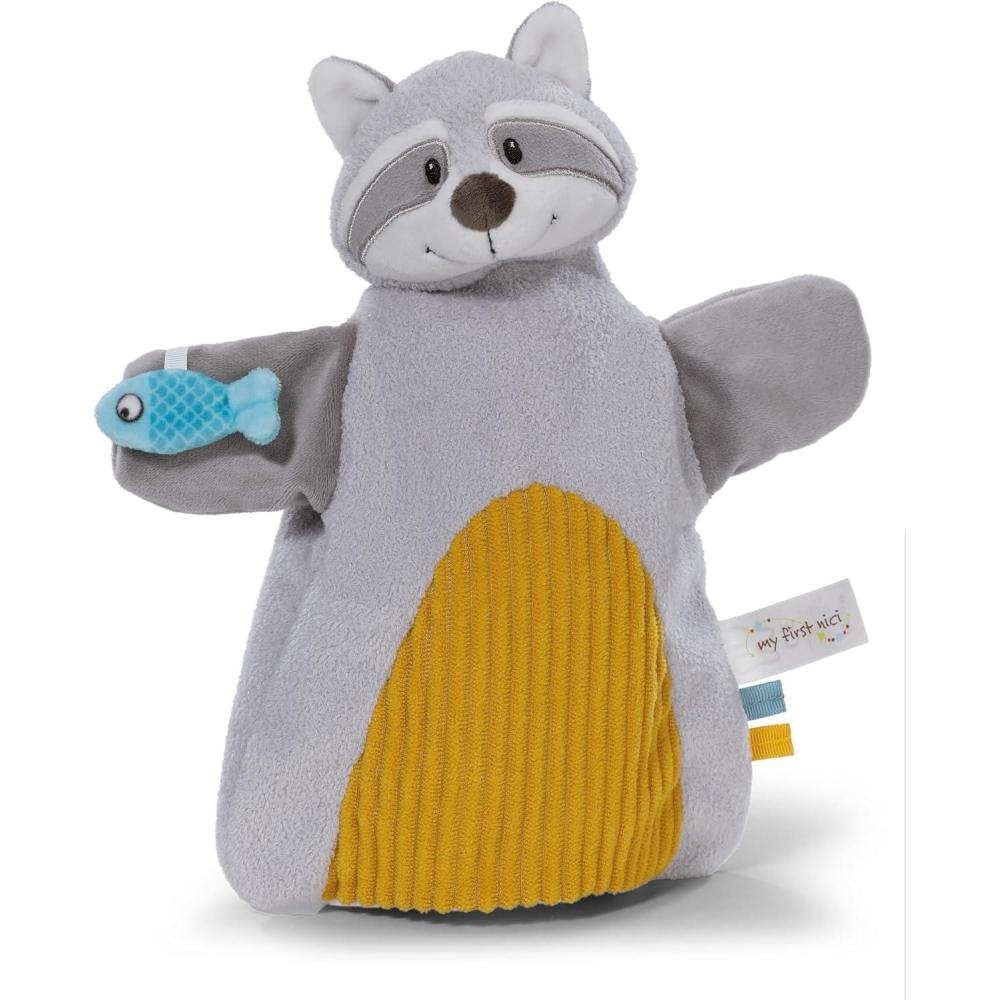 image:imageNICI 61856 Doudou au Motif dOurs et marionnette 2en1 26 x 25 cm Beige pour bbs et Jeunes Enfants pour Jouer Attraper cliner et ExplorerRaton Laveur