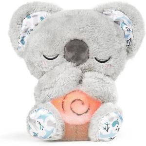 Auby Soothe &lsquo;n&rsquo; Cuddle Koala – Plush Toy with 10 Lullabies – Lights & Rhythmic Breathing Motion – Gift for Newborns+, Canneberge(A)