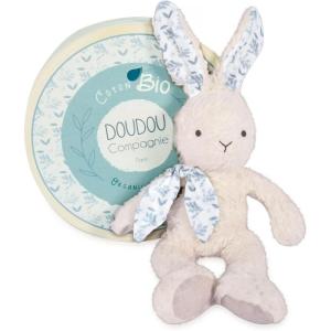 Chien avec doudou bleu 15 cm : DOUDOU BOTANIC BIO – Doudou et Compagnie(Blanc)